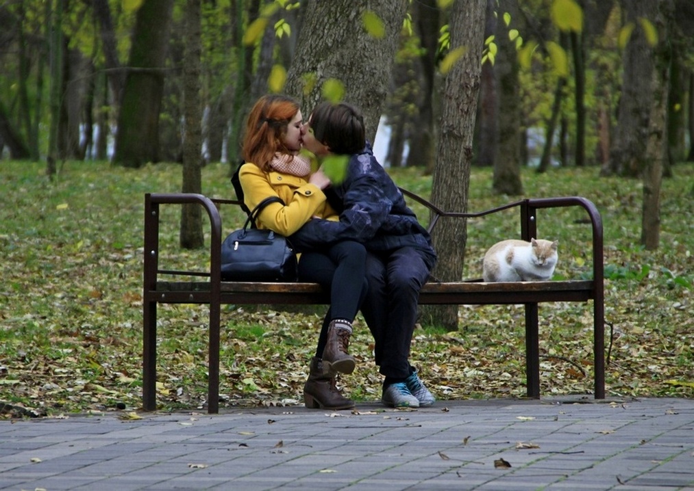 Люди на лавочке в парке