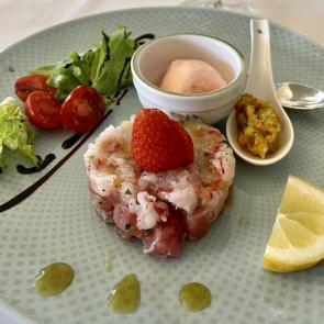 : Tartar di tonno accompagnato con gelato 